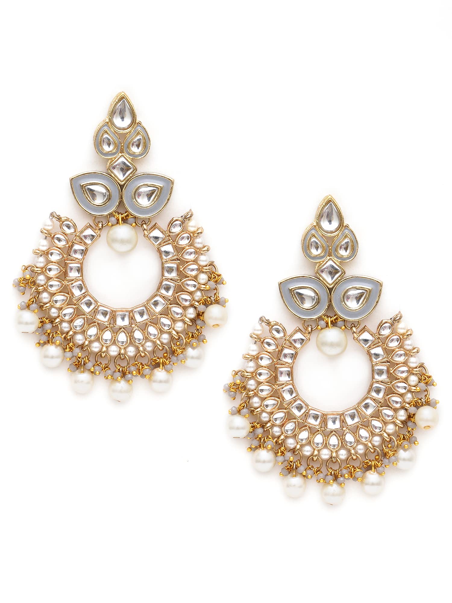 Karatcart Gold Plated Grey Meena Kundan Chandbali Earrings for Women (B0BFR3S7X7) Amazon Price History, Amazon Price Tracker