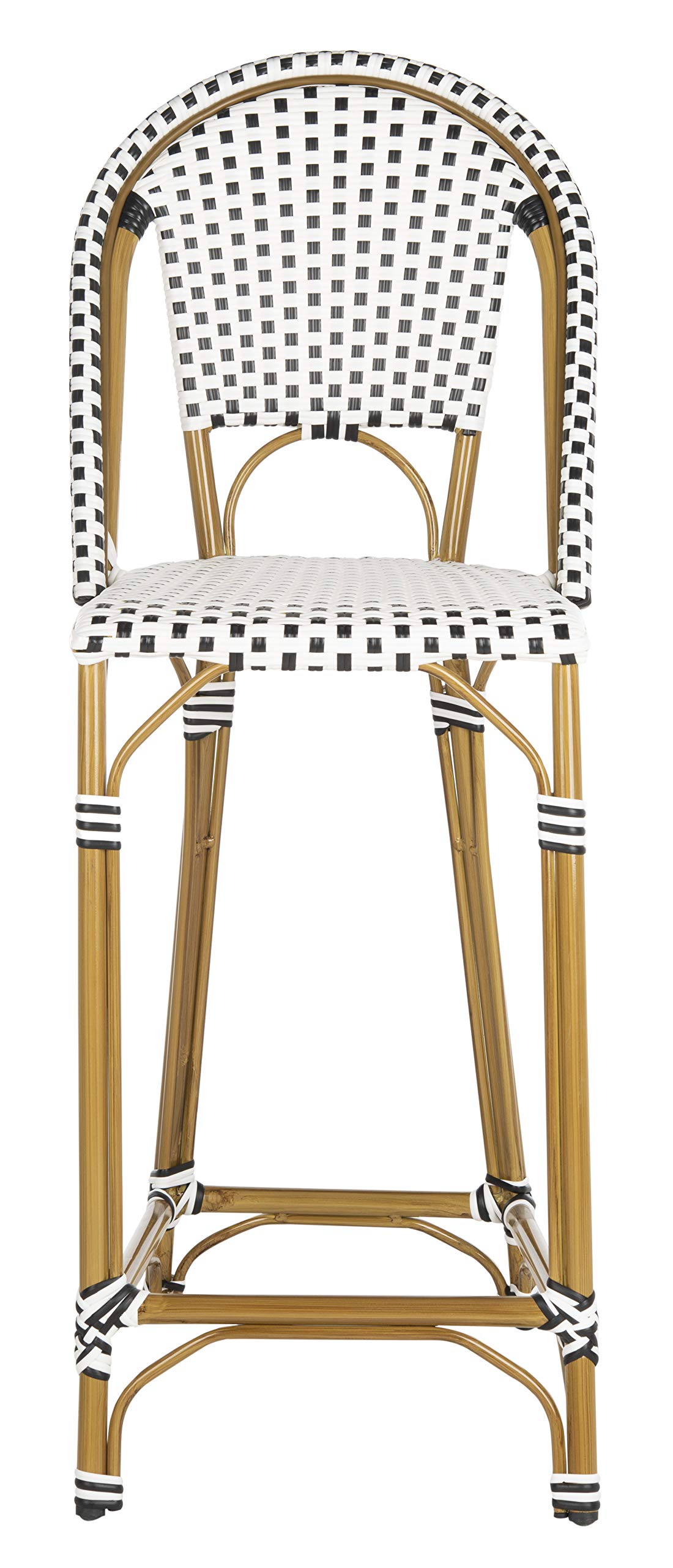 Safavieh PAT4038A Outdoor Collection Zaid Black, White and Brown Stackable Counter Stool