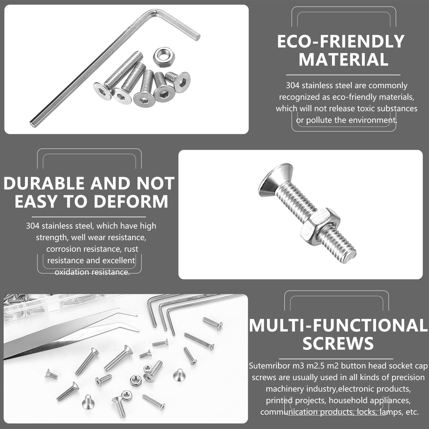 M2.5/2.5mm Countersunk Flat Head Socket Cap Screws Allen Bolts