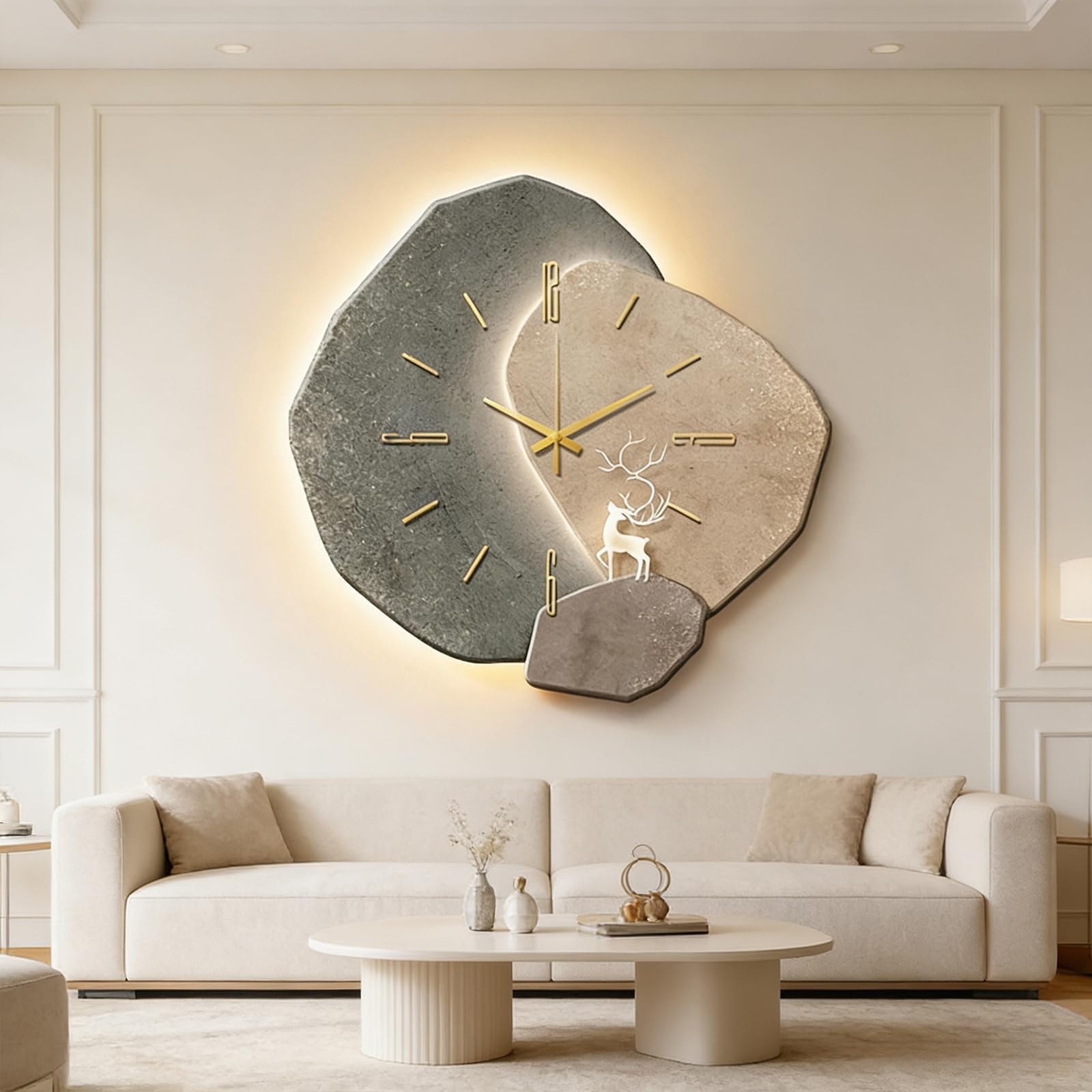 Grande horloge murale moderne en métal 60 cm pour salon élégant