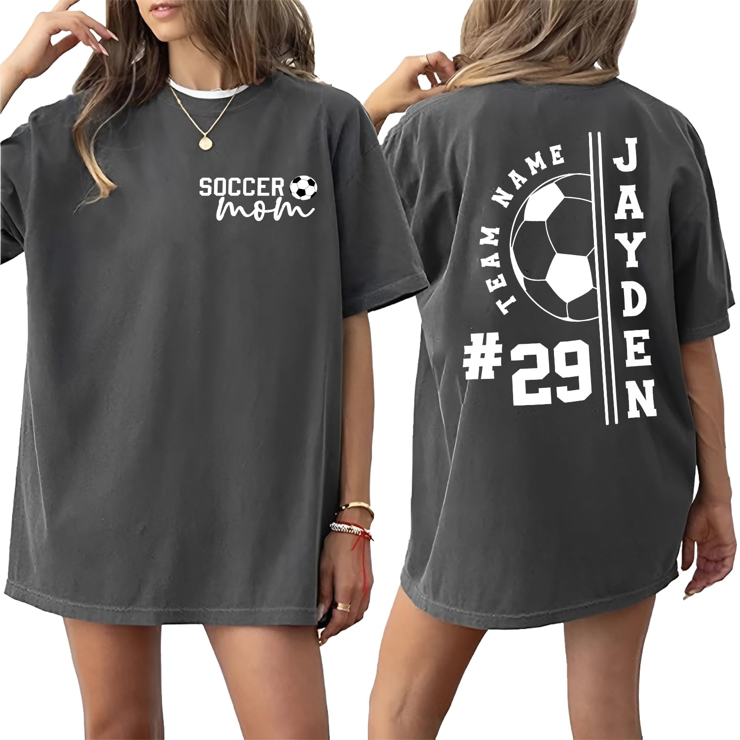 Personalized Soccer Mom Shirt with Kids Names and Number – Custom Soccer Mama Game Day Shirt for Women, Sports Mom Outfit