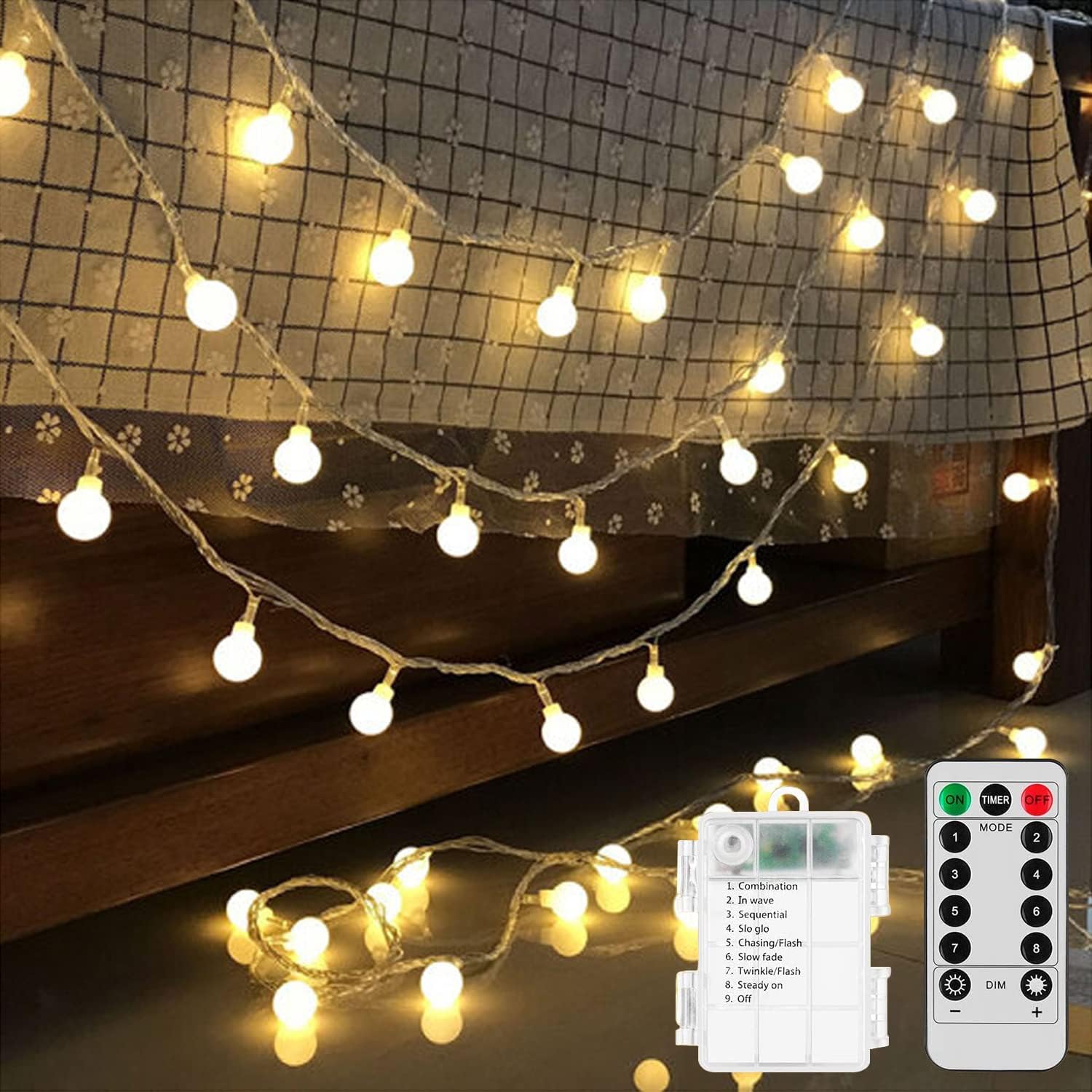 Battery Operated Led Globe String Lights 2 Pack Total 52ft 120leds Each 26ft