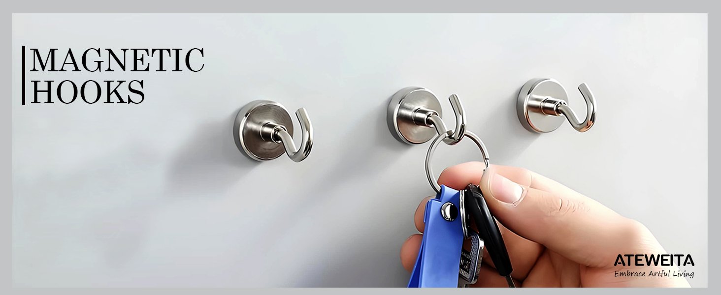 ATEWEITA Ganci Magnetici 30 Kg - Magneti Al Neodimio Con Gancio 32 Mm - Foto 8