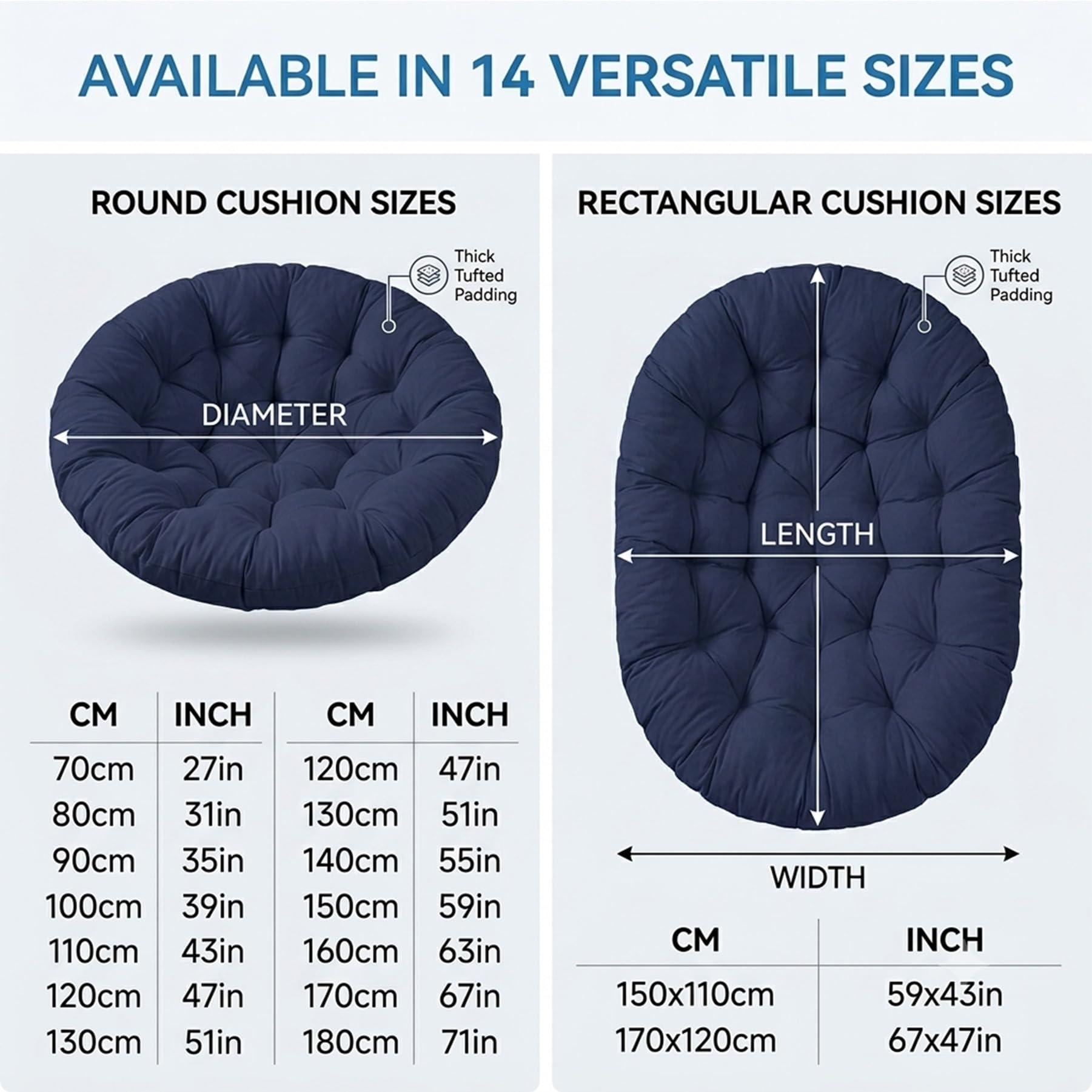 Cojín Grueso Acolchado para Silla Colgante Tipo Huevo | Relleno de algodón resistente, a prueba de salpicaduras, con lazos, ideal para columpios de porche, resistente al desgaste