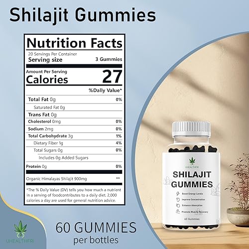 Miniatura 2 de Shilajit - Gomitas Shilajit Pure Himalayan Qr Potency Energy Booster 60 unidades Premium Pure Shilajit Gummies para hombres (1)