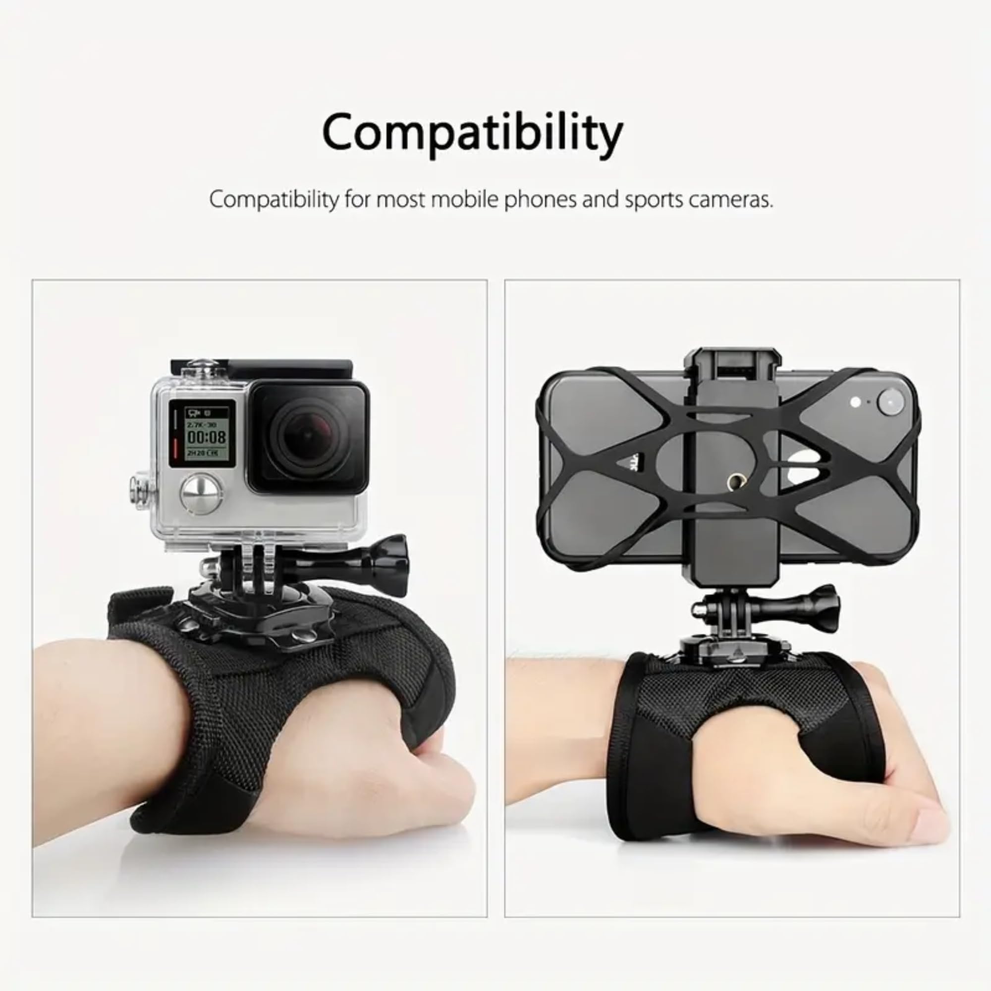 Soporte Cámara Deportiva Mano, Soporte Giratorio de Mano para Cámara Deportiva, Apto para VLOG, Compatible con GoPro Hero 13/12/11/10/9/8/7/6/5, dji Osmo Action 3, Insta 360 One.
