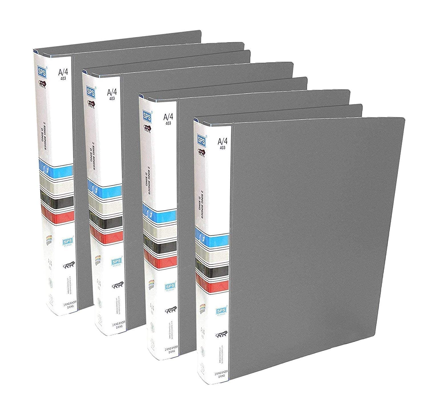 2D Ring Binder Plastic Box File -A4 Size | Office documents and Certificate Plastic File | Files for Certificates | Files for Documents and Certificates (Pack of 4, Grey)