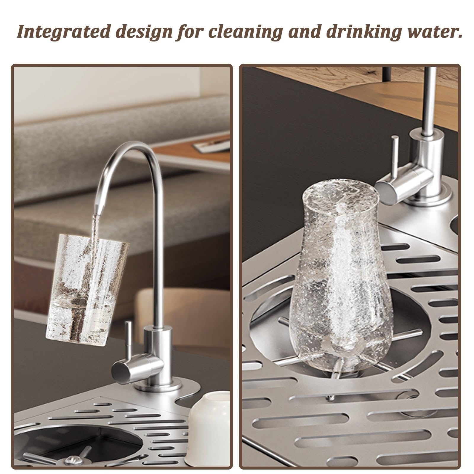 Lavavasos Comercial con Grifo Y Bandeja De Drenaje, Limpieza A Alta PresióN con Chorro MultiáNgulo De 360°, InstalacióN Sencilla E Integrada, para CafeteríAs, Hoteles Y Restaurantes(S)