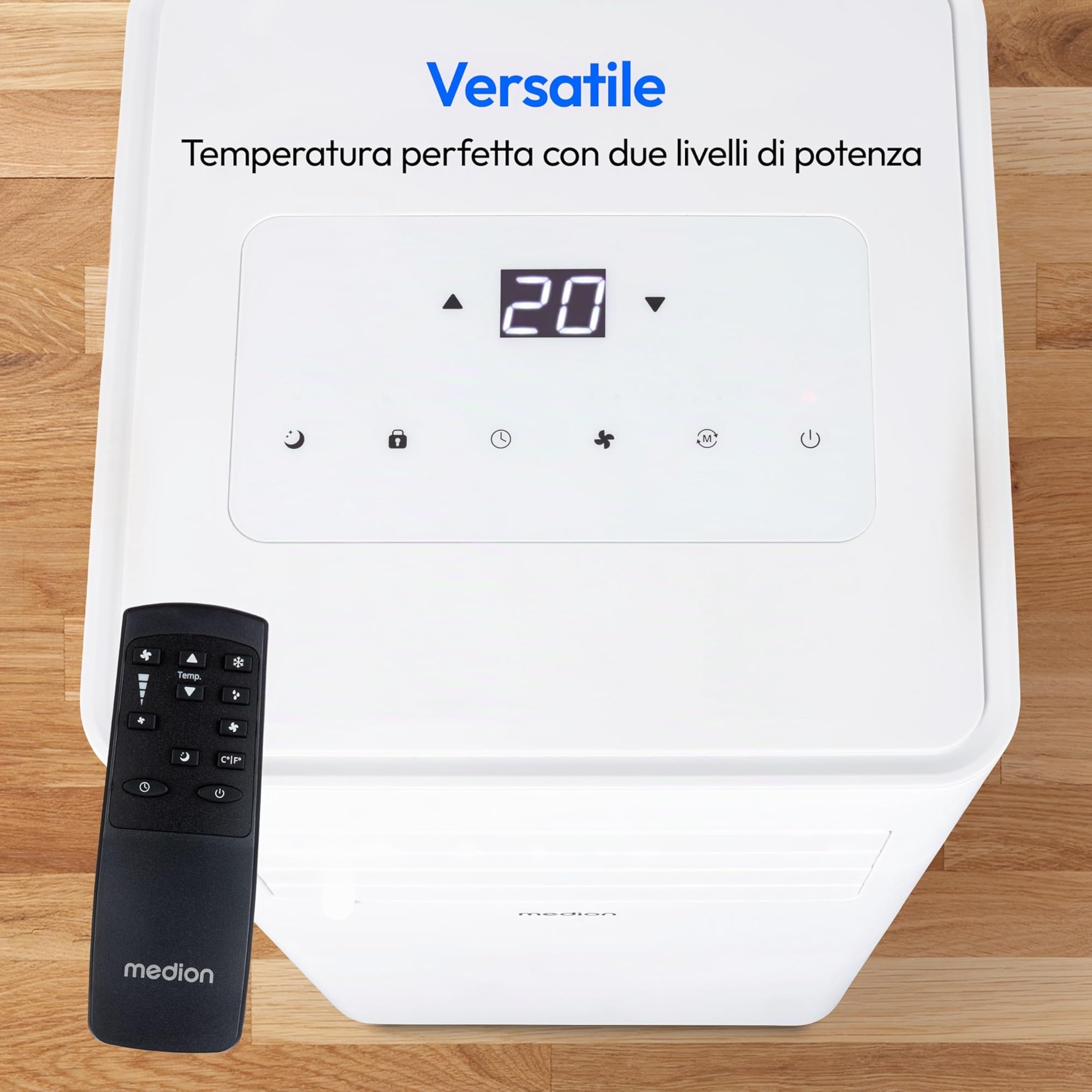 MEDION Condizionatore Portatile E701 (7000 BTU 3-in-1, raffreddamento, ventilazione, deumidificazione, modalità notturna, schermo a LED, con telecomando e kit installazione, MD 37730)