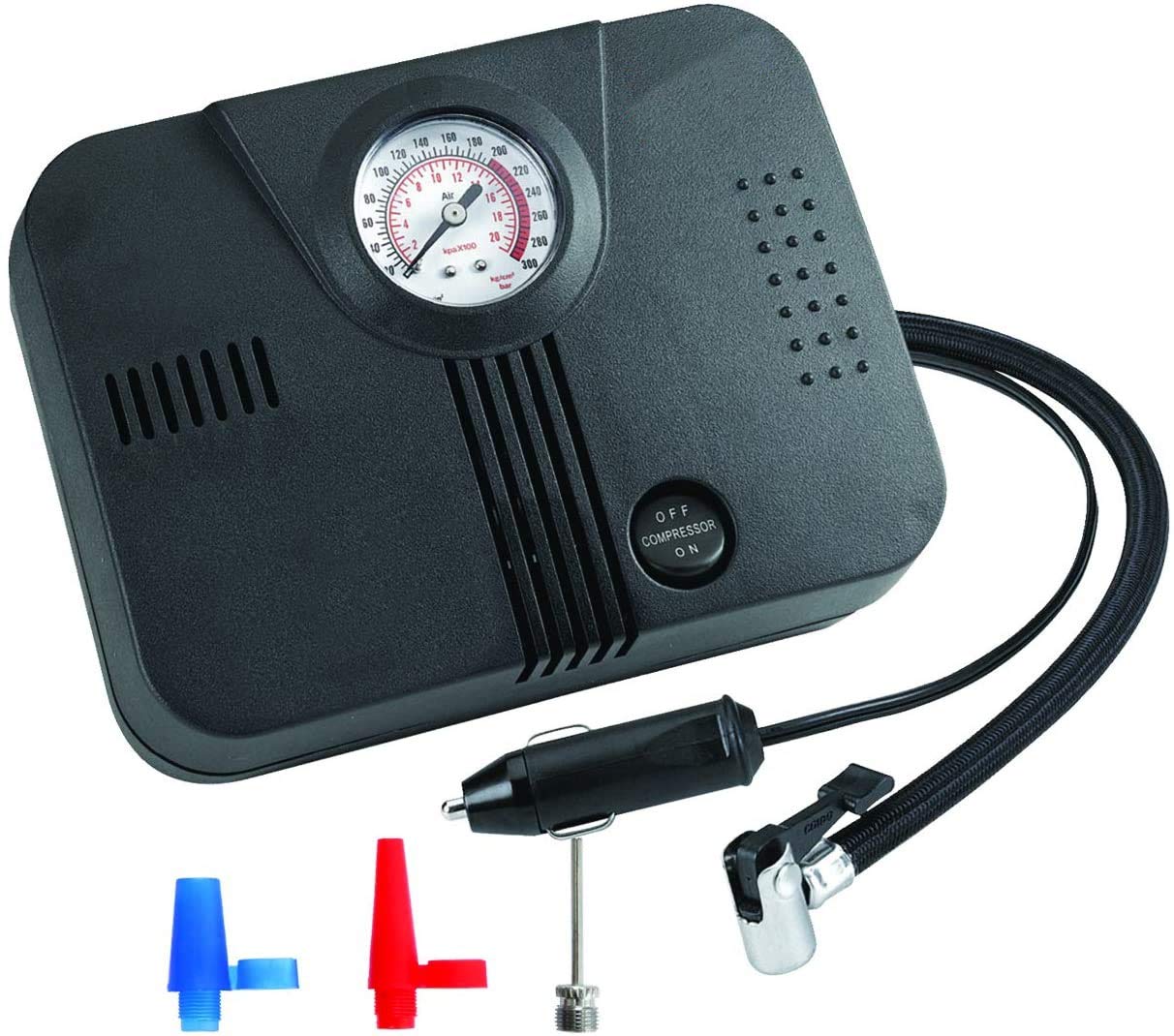 Semaphore Compact and Portable 300 PSI 12 Volt DC Air Compressor with Pressure Gauge and Multiple Nozzle Adaptors for Tata Tigor EV