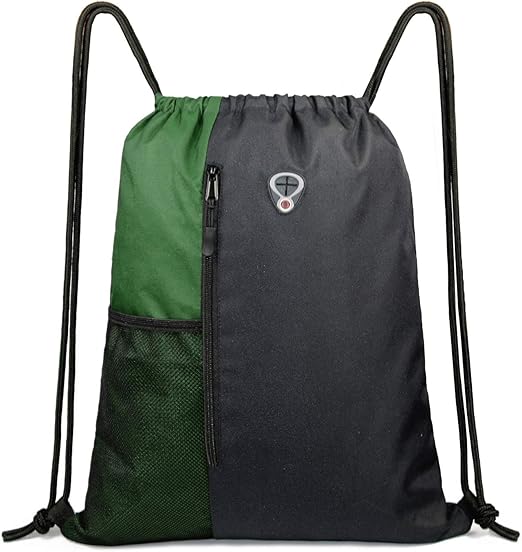 BeeGreen Drawstring Backpack Sports Gym Bag With Shoe Compartment and Two Water Bottle Holder …