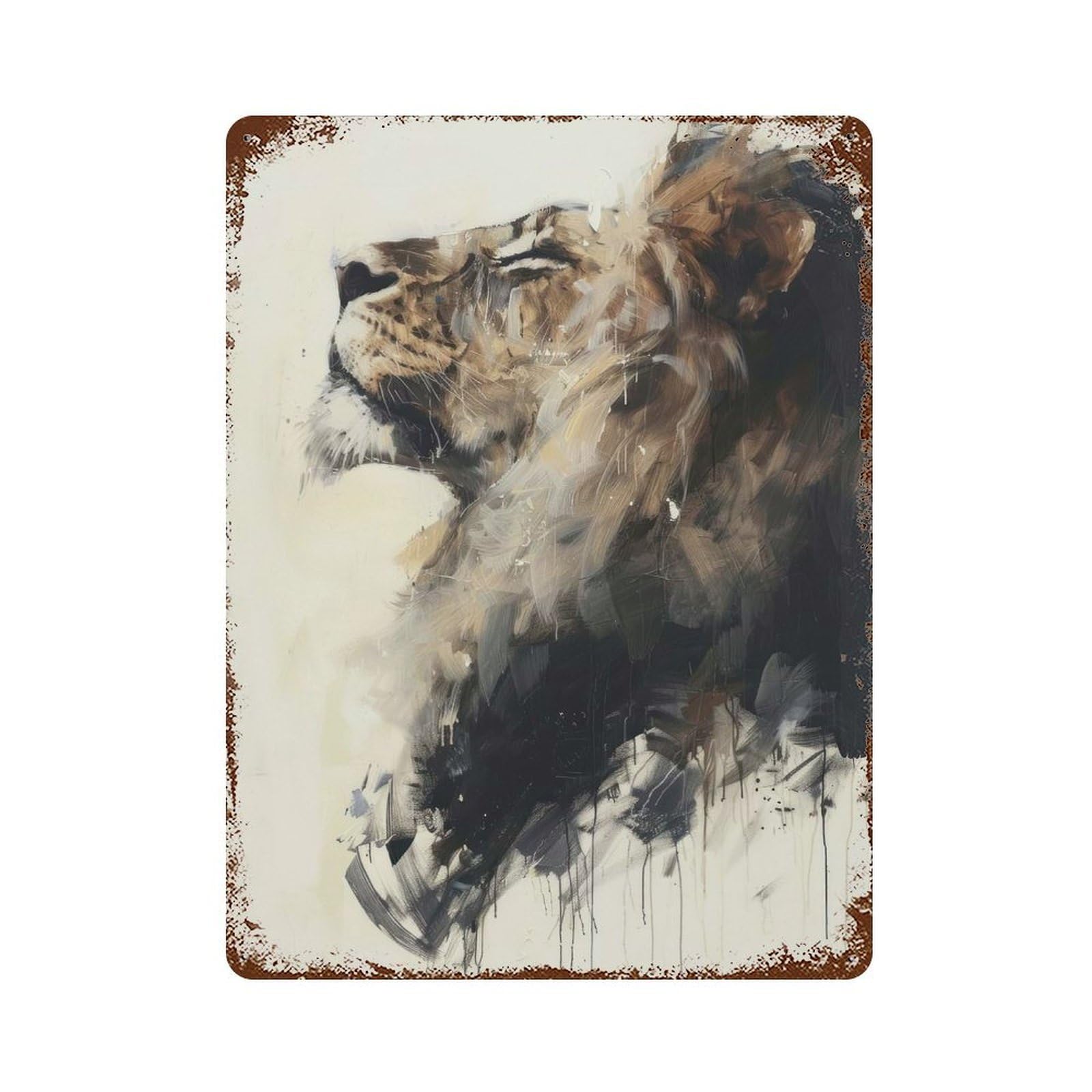 Lion Majesty Painting Decorative Tin Sign 15.7"x11.8", Retro Wall Decor for Living Room, Hallway And Home Decor