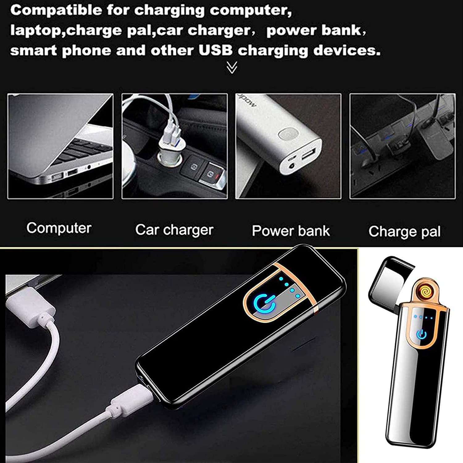 BiTNiX DGL 08 Electronic Touch Lighter, Smart Electric Lighters, USB Rechargeable Lighter Windproof Flameless Lighter Plasma Lighter for Smoking, Men, Gift,Cigarette, Cigar (Outdoors Indoors) 4