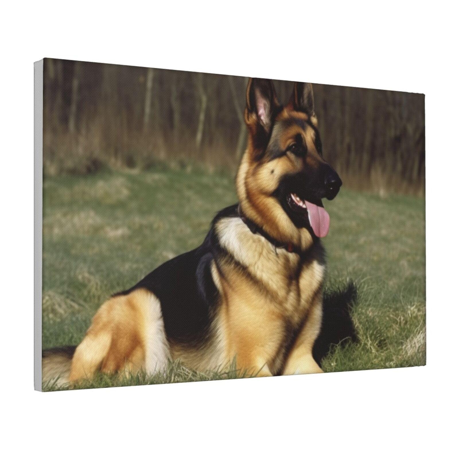 Framed Wall Art for Living Room Art Work, German Shepherd Dog Picture Prints Modern Office Wall Paintings Poster Aesthetic Wall Decorations for Home Decor Ready To Hang 12"x18"