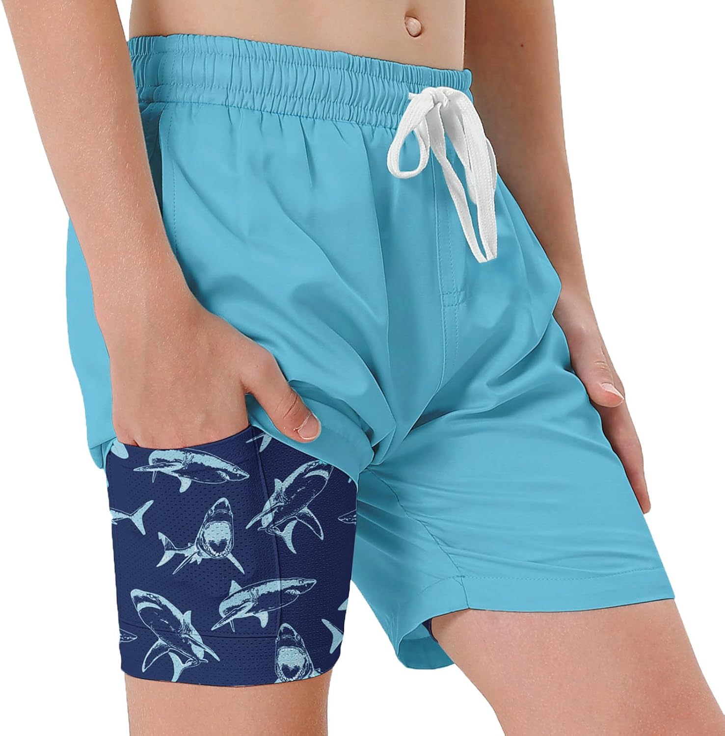 westwolf Swim Trumks for Boys 2 in 1 Bathing Suit Compress Board Shorts for 7-18T