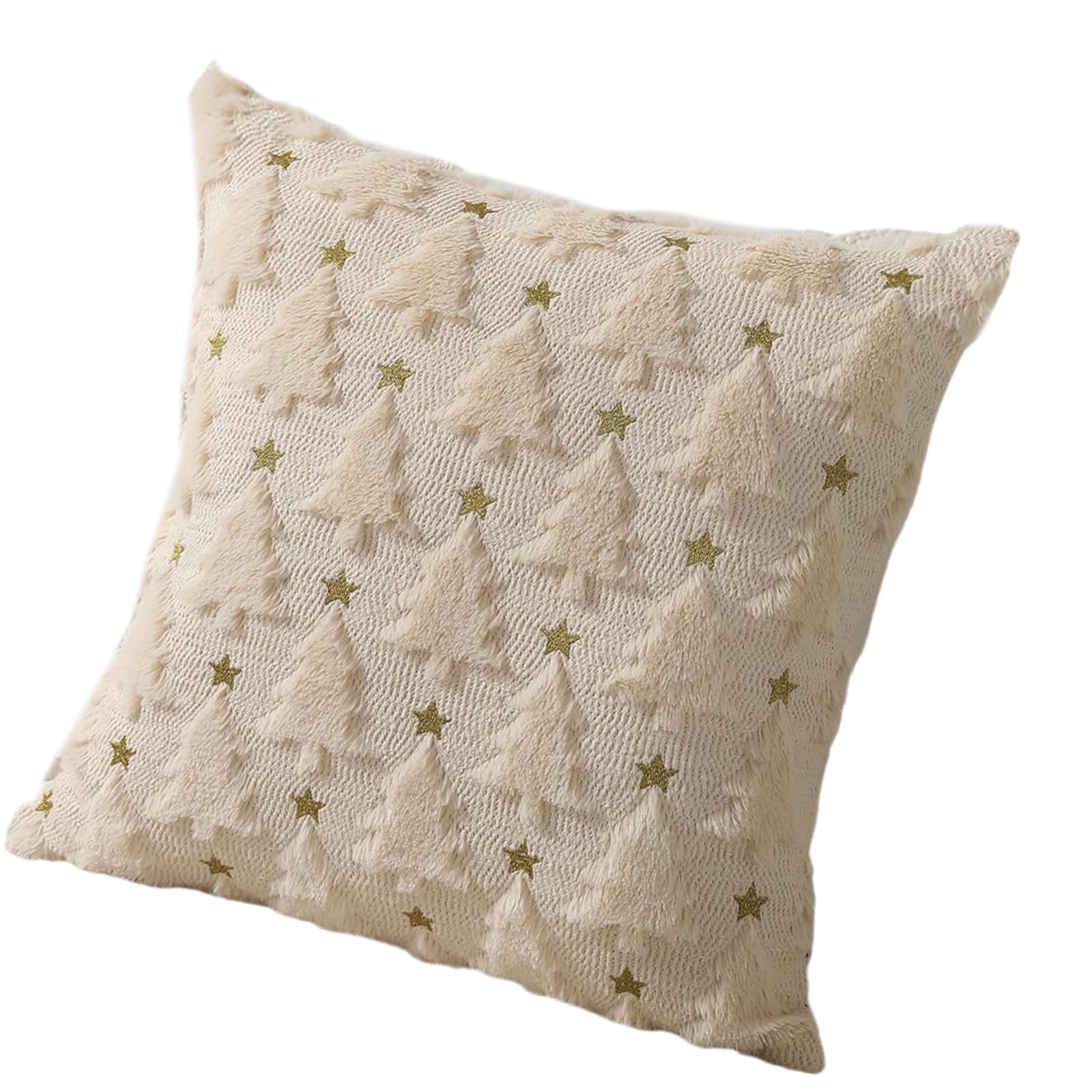 Xjdzineq Christmas Polyester Throw Pillow Case 45x45cm Soft Plush Faux Wool Cushions Cover for Lounges or Bedroom Plushes Polyester Pillow Cover