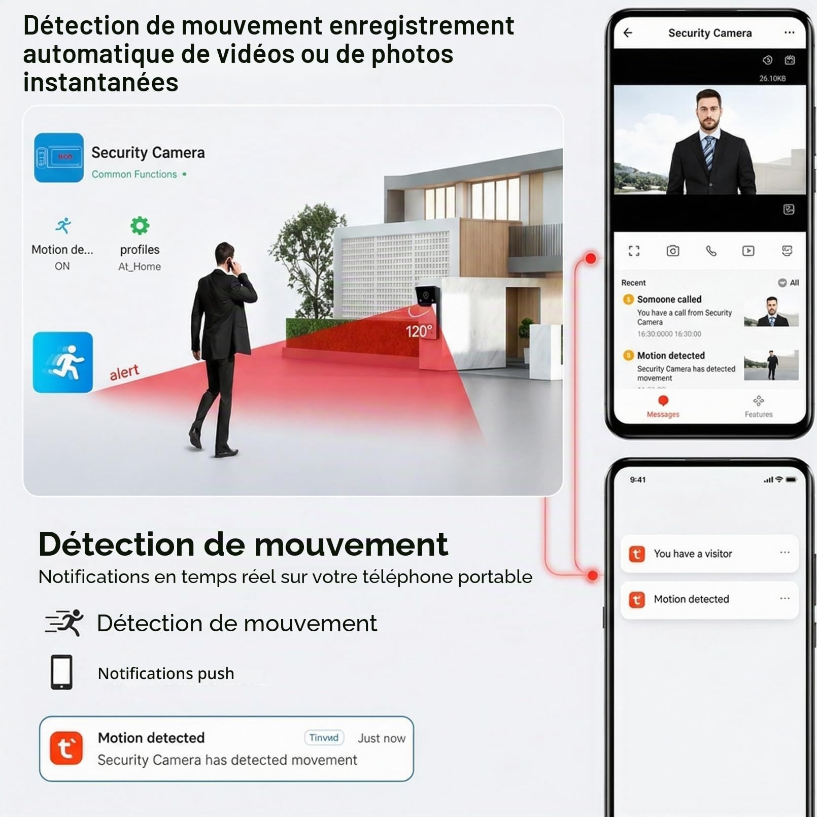 Visiophone WiFi avec Câble | Écran Intérieur 7" & App Tuya | Interphone IP65, 1080P, Vision Nocturne, Détection de Mouvement et Enregistrement (1 Caméra et 3 Moniteurs)