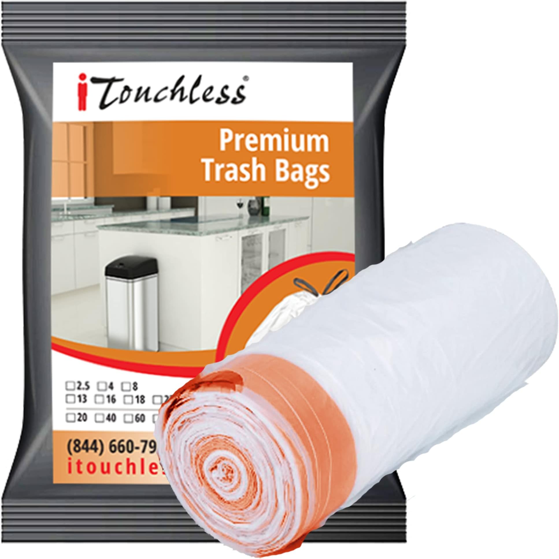 iTouchlessKitchen Wastebasket, Trash Bags, 18 Gallon