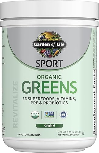 Garden of Life Sport Greens+ Original Superfoods en polvo para mujeres y hombres, sin sabor, suplemento dietético, 30 porciones