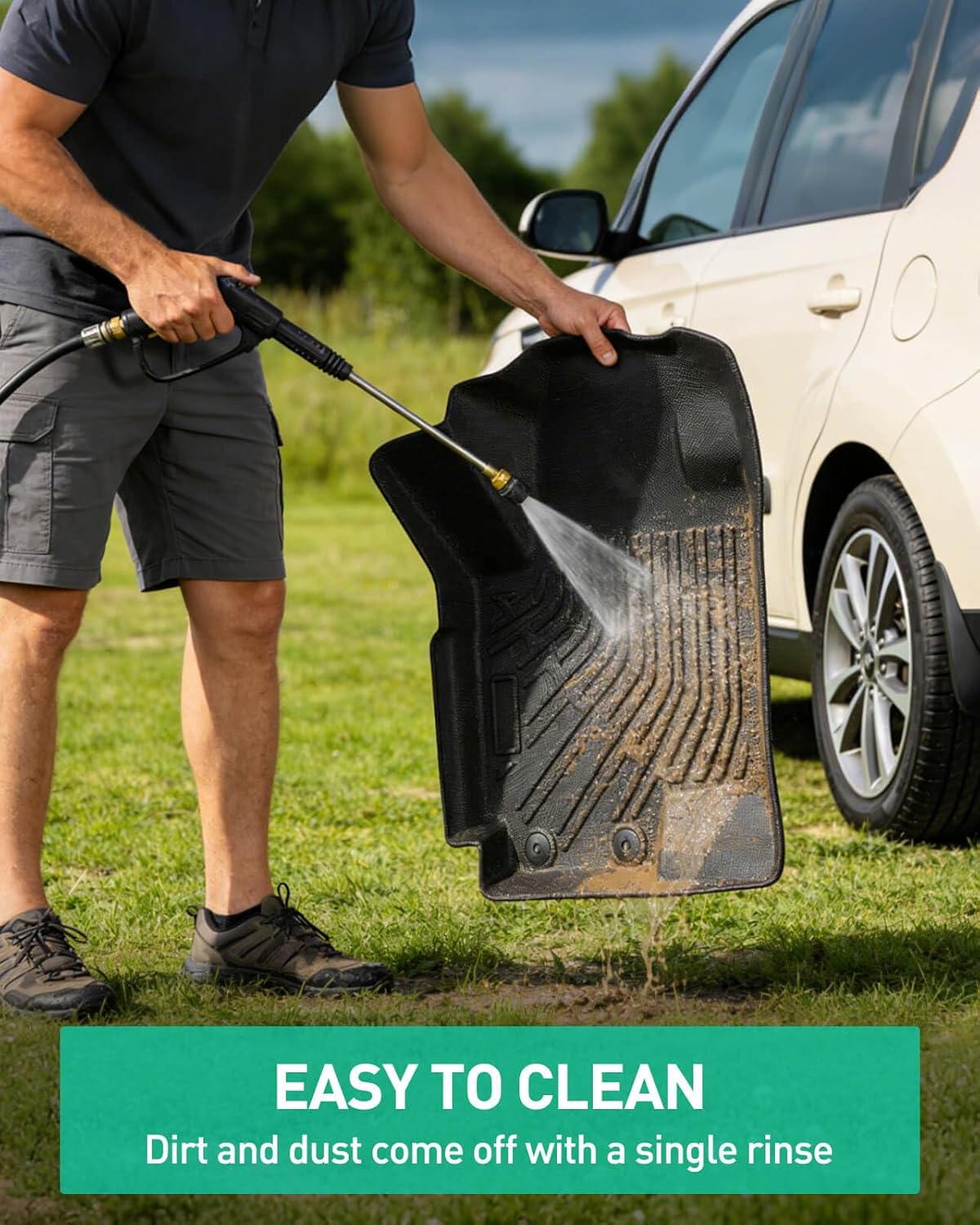 DiffCar® for Kia Soul Floor Mats: 2010 2011 2012 2013 Cargo Liner | All-Weather Custom Fit Car Accessories for Kia Soul Interior Protection | TPE Rubber Box Car Floor Trunk Carpet 4PCS Full Set Black