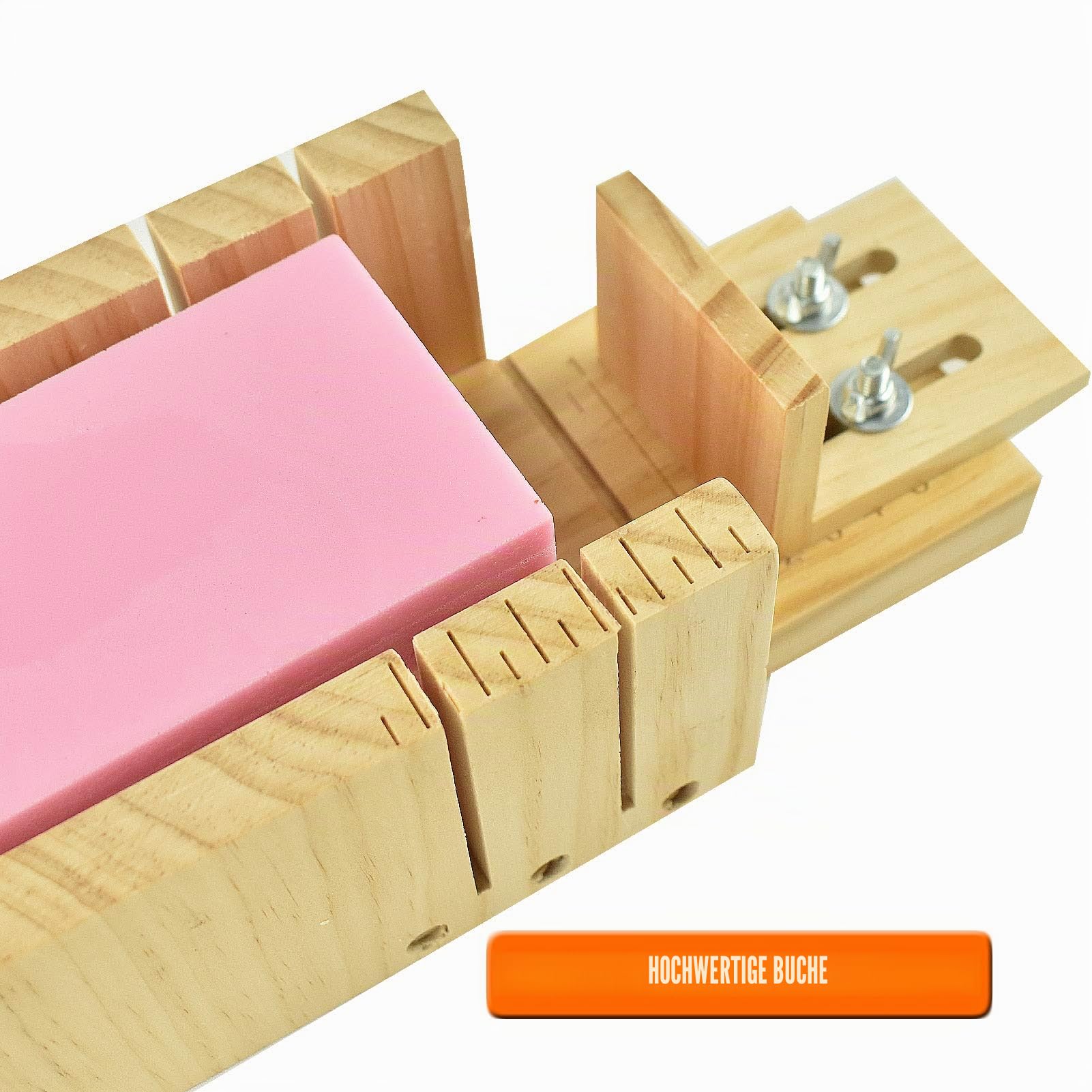 Artcome Schneideform-Set für Laibseife, multifunktional, verstellbar - Holzseifenform und rechteckiges Silikonform-Set mit gewelltem und geradem Edelstahlschneider