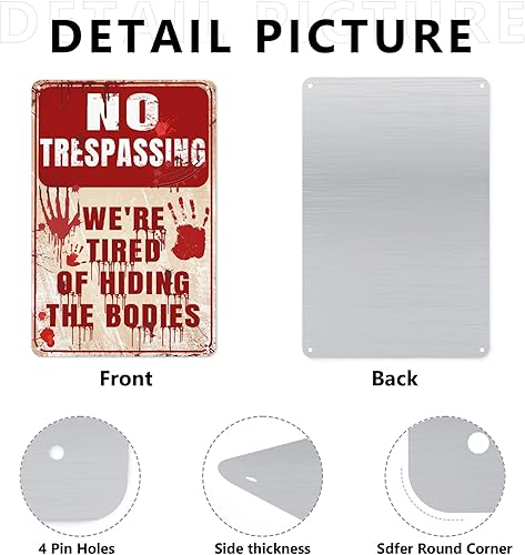 Miniatura 2 de Letrero de metal con texto en inglés "No Trespassinging" para decoración de pared, divertidos con texto en inglés "We're Tired of Hiding The