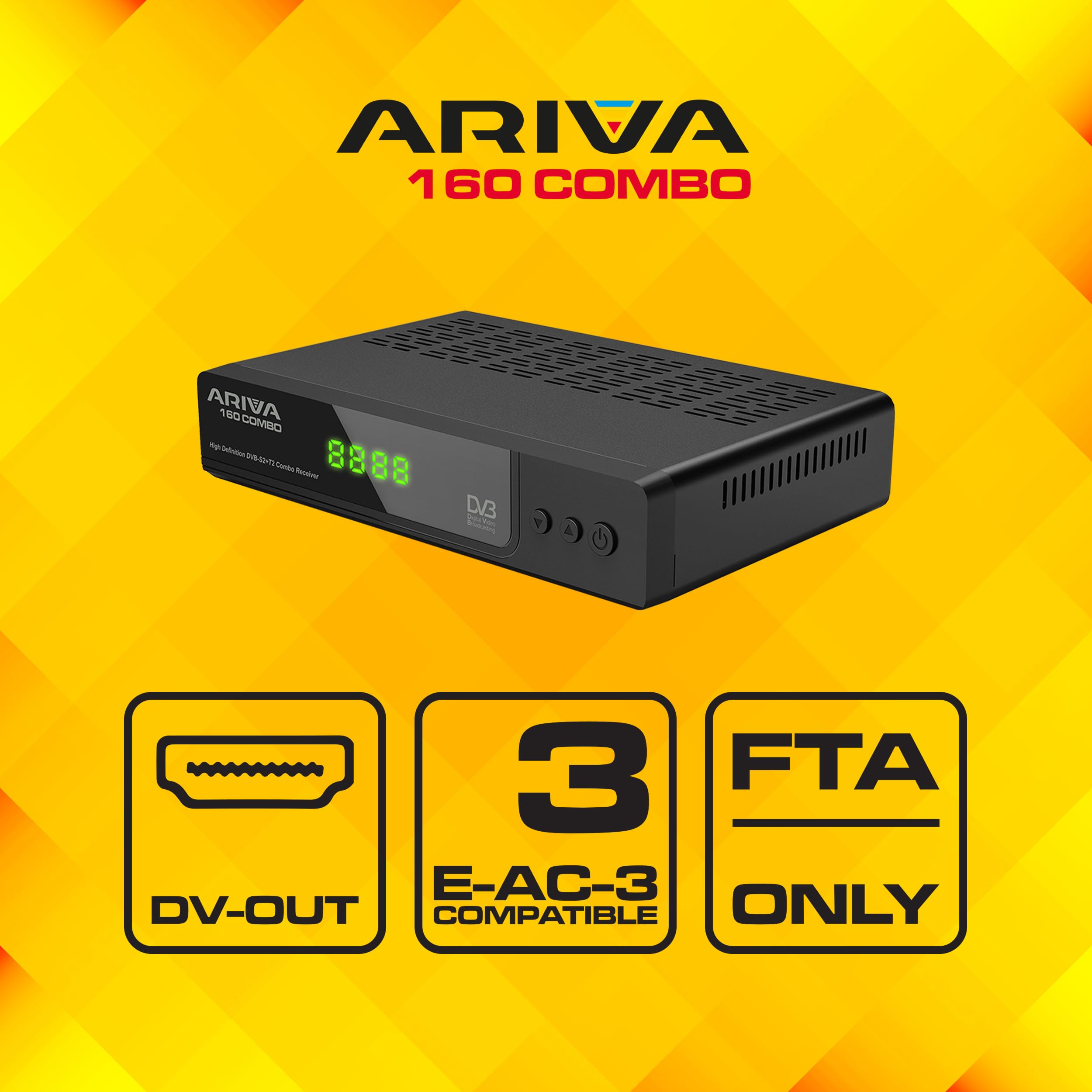 Ferguson Ariva 160 Combo – Récepteur DVB-S2 & DVB-T2 avec Full HD, H.265 HEVC, PVR, DLNA, WebApps, USB, LAN et télécommande programmable RCU 161
