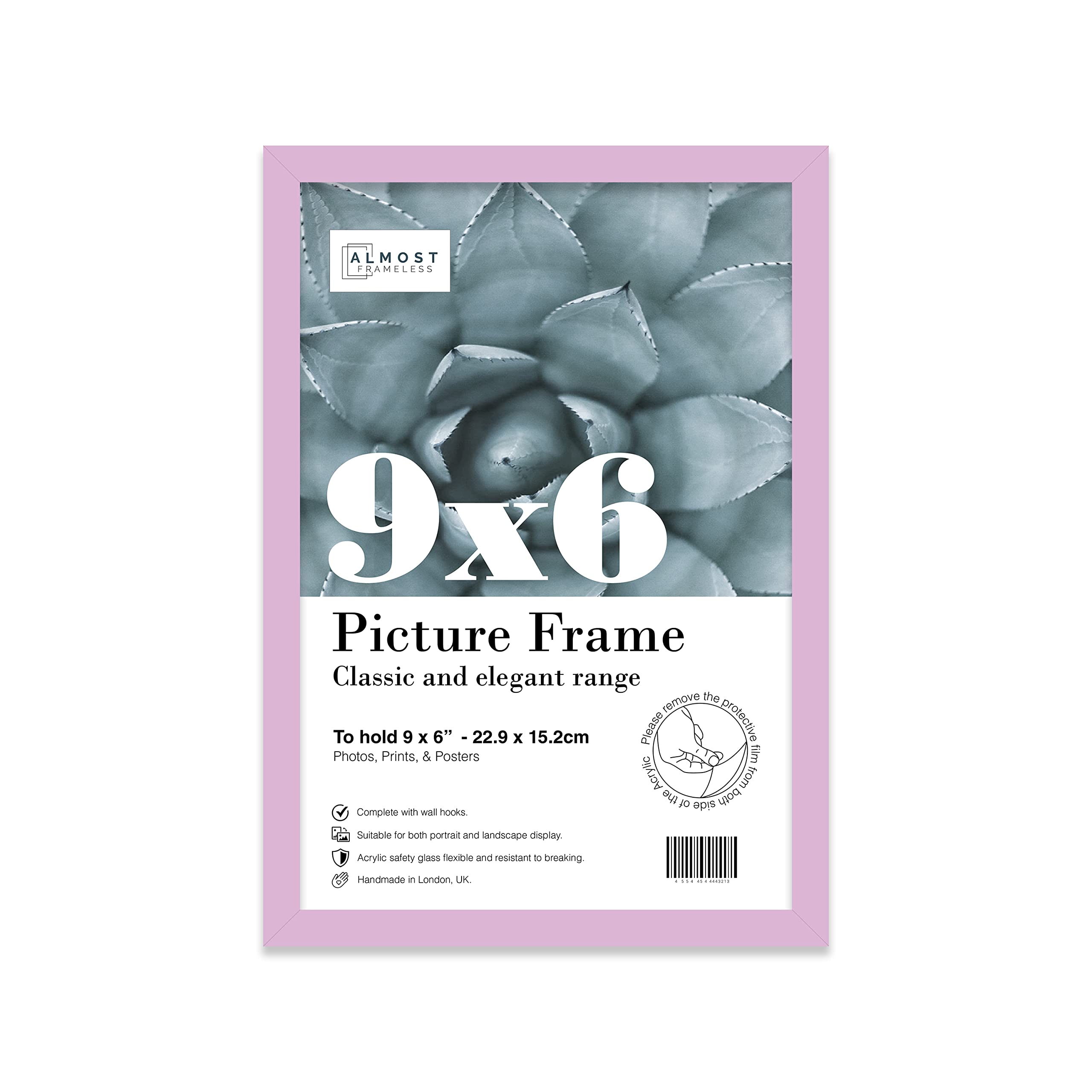 9x6 Inch Lilac Photo Frame Wall Mountable and Freestanding Picture Frame Standard Photograph Size, 9" X 6" (23 X 15cm)