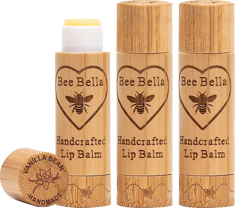 BEE BELLA Bálsamo labial Vanilla Bean, pacote com 3
