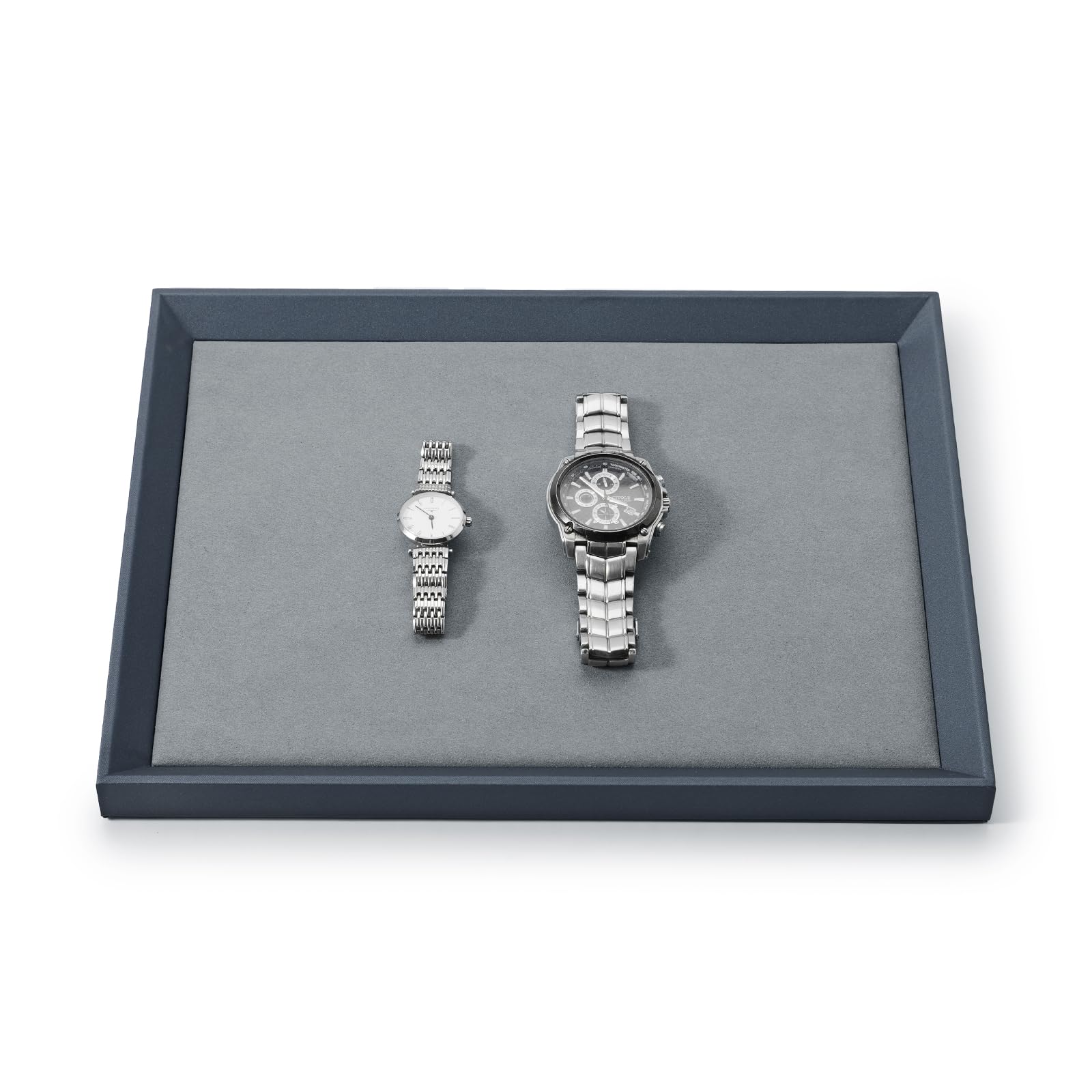 Oirlv Premium Leder Flach Schmucktablett Schmuck Display Organizer Tray,Organisationstablett für Nachttisch oder Kommode(Mittel)