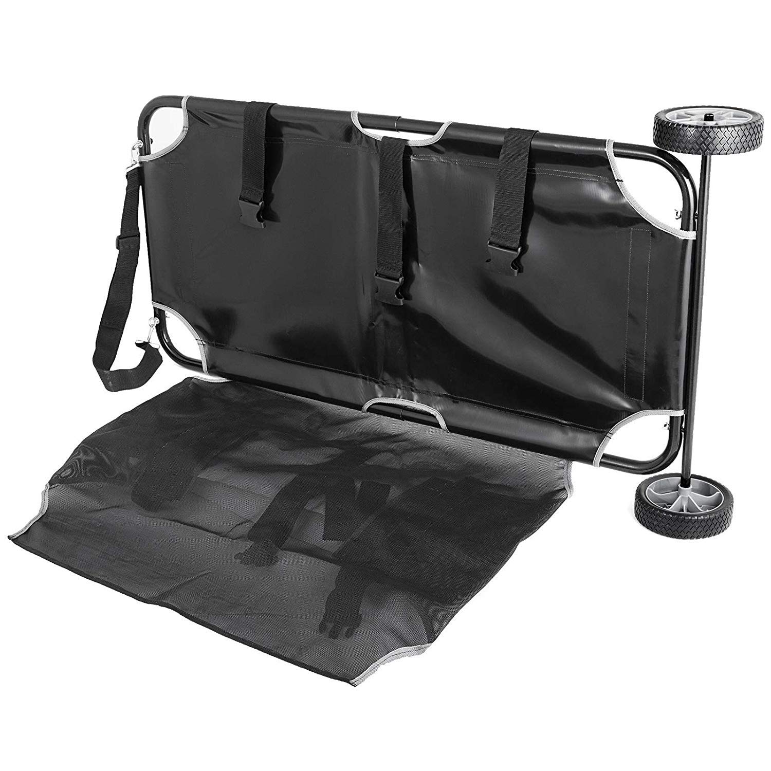 Carrello Barella Animale Nero, Pieghevole per Animali Domestici, Due Ruote, Capacità Massima 250 Libbre