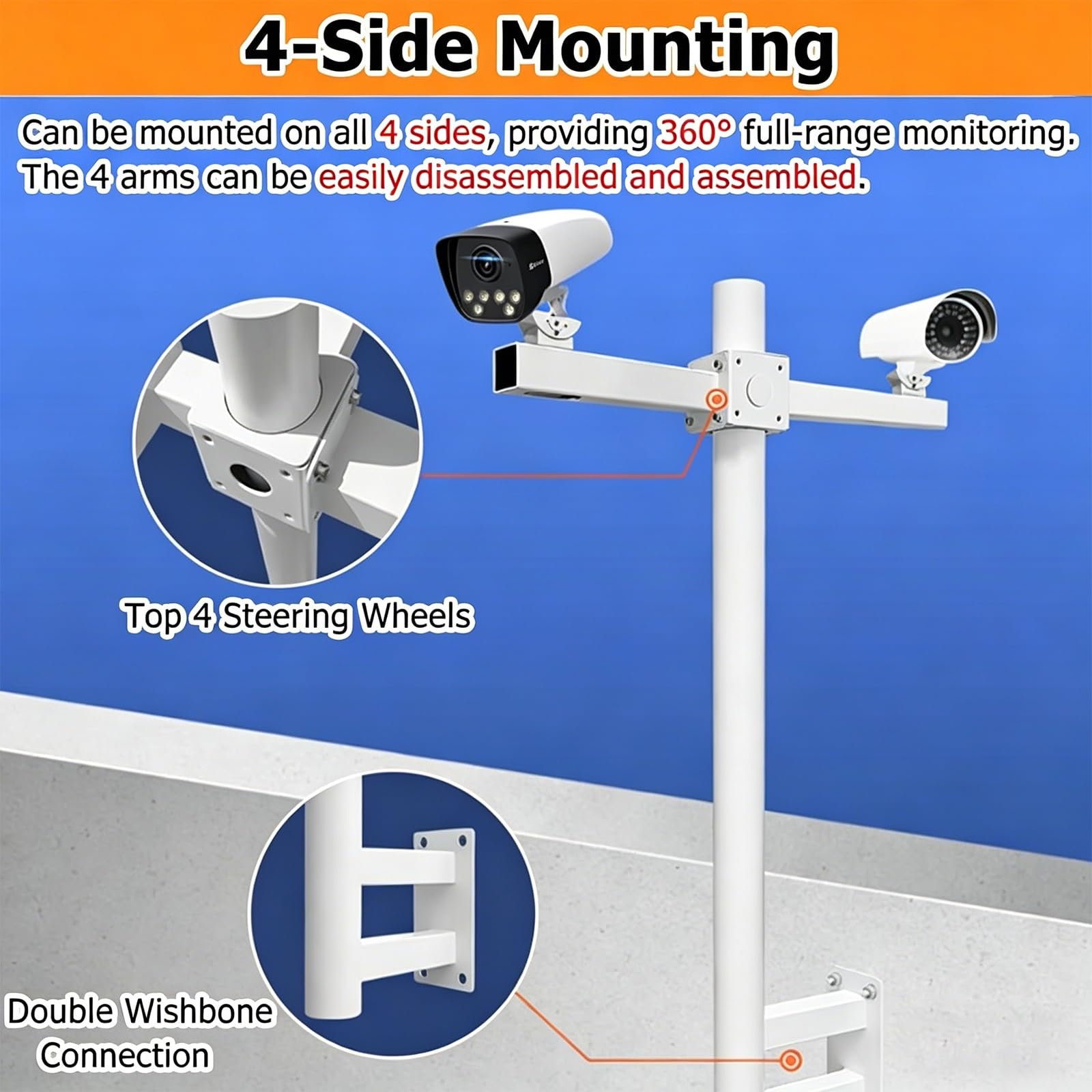 Generisch Diese Wandhalterung aus Metall für Überwachungskameras, Langer Arm für CCTV- und IP-Kameras, perfekt für die Außenüberwachung, wetterfest und langlebig (1,5 m / 4,92 ft).