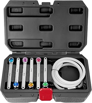BILITOOLS Brake Bleeder Wrench Set, 7 8 9 10 11 12 MM Brake Bleeding Kit | 7PCS Brake Bleeding Wrench Set with Non-return Check Valve, Silicone Hose and Storage Case