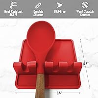 Vista 5 de Zulay Kitchen - Soporte de silicona para utensilios de cocina con bandeja de goteo para múltiples utensilios - Libre de BPA, reposacucharas
