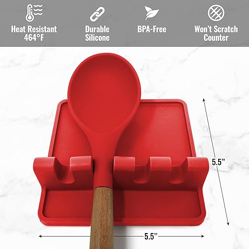 Miniatura 153 de Zulay - Soporte extragrande de silicona con bandeja antigoteo para múltiples utensilios de cocina, reposacucharas resistente al calor y sin BPA