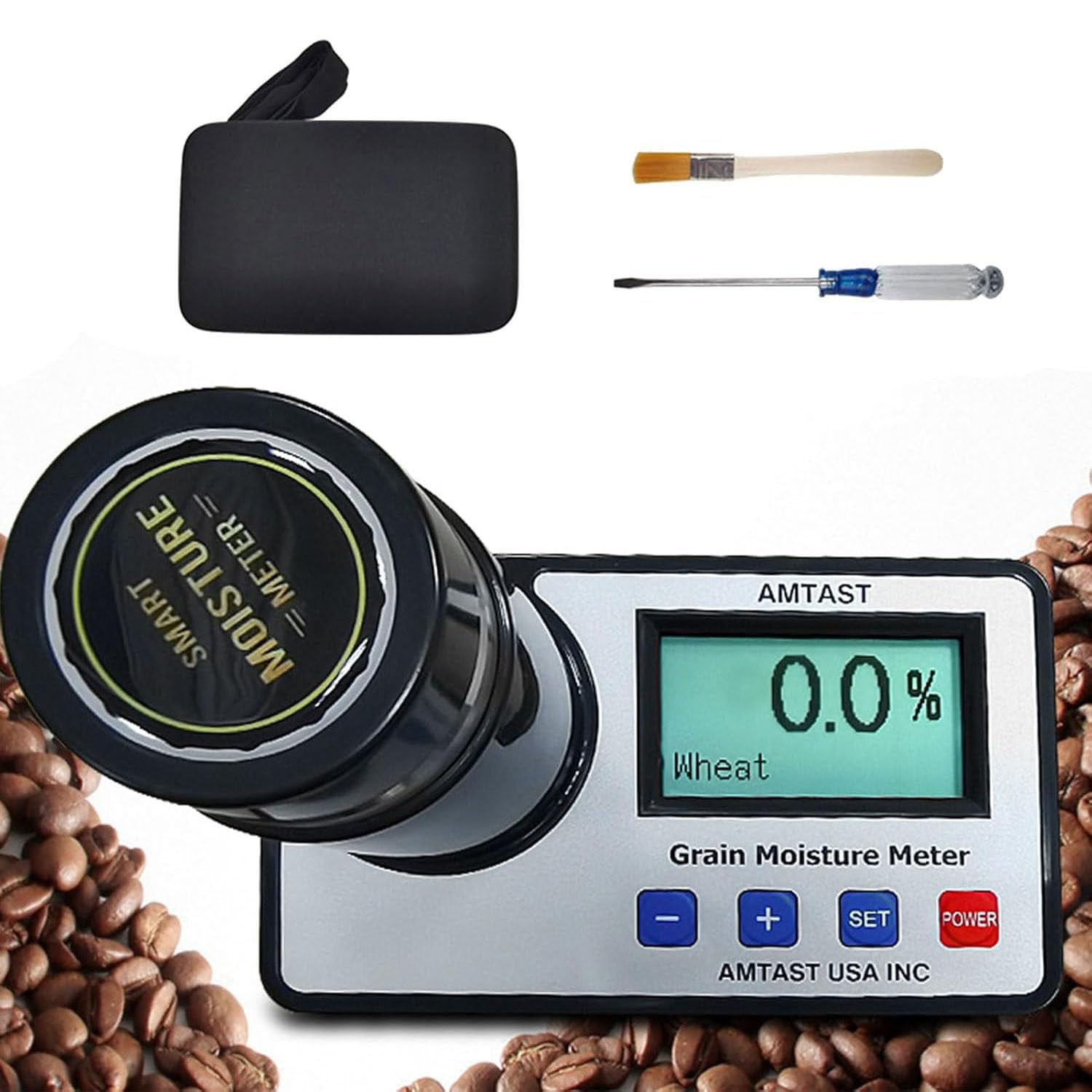 LQQYJSM Portable Grain Moisture Tester, Grain Moisture Meter Grain Humidity Detector with ATC Professions Digital Moisture Tester, Moisture Content Analyzer LCD Display