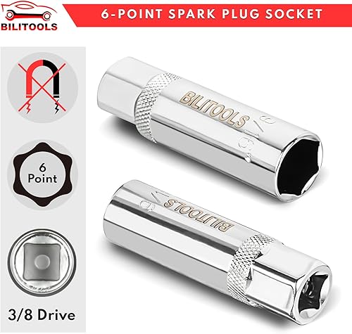 Miniatura 10 de BILITOOLS Juego de 6 bujías giratorias magnéticas de 38 pulgadas, incluye 916 pulgadas, 58 pulgadas, 0.551 in, 0.630 in y unidad de 38 pulgadas con