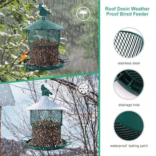 Bird Feeders For Outside Hanging, Squirrel Proof Wild Bird Feeders For Outdoor Hanging, Large Metal Bird Feeders Tube Waterproof With 4 Lbs Seed Capacity For Cardinal, Sparrow,Finch,Chickadee Etc #TOP1