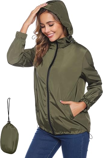 Sykooria Mujeres Chubasquero con Capucha, Abrigo Impermeable Ligero con  Cremallera Ajustable, Chaqueta Impermeable 100% Mujer, Cortavientos  Transpirable Gabardinas Activas al Aire Libre Poncho Largo: Amazon.es: Ropa