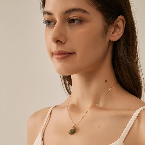 Miniatura 5 de Real Natural Hetian Jade Necklace for Women Girl, Handmade Jade Moon Cat Shape Green Jade Necklace Choker Pendant as Gift for Friends Lover (925