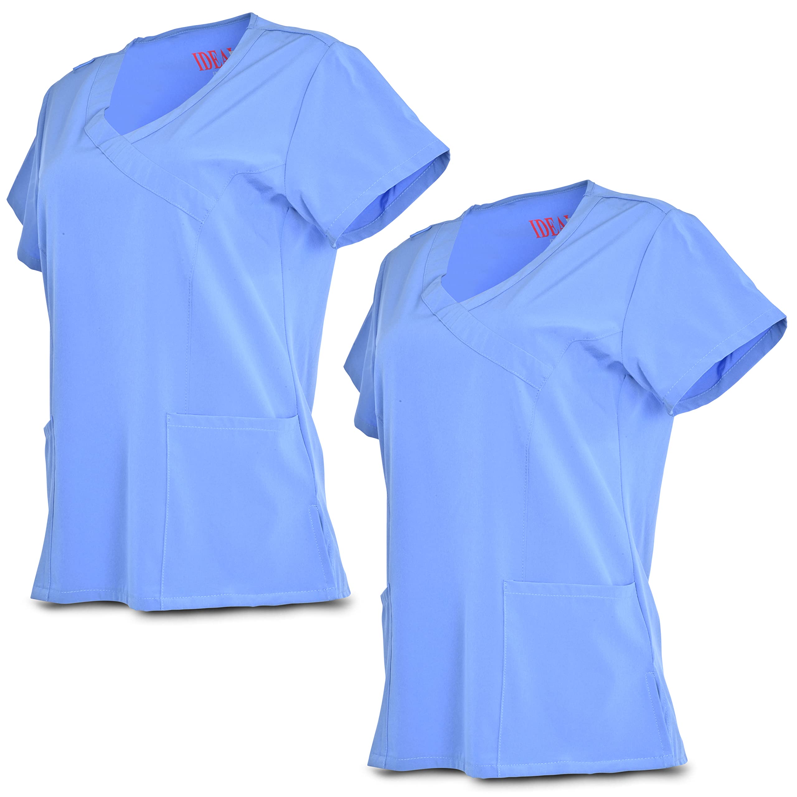 Ideal Uniform Mock Wrap Cross Scrub Top for Women-Healthcare Providers Scrub Top with 2 Side Pockets 1 Pack