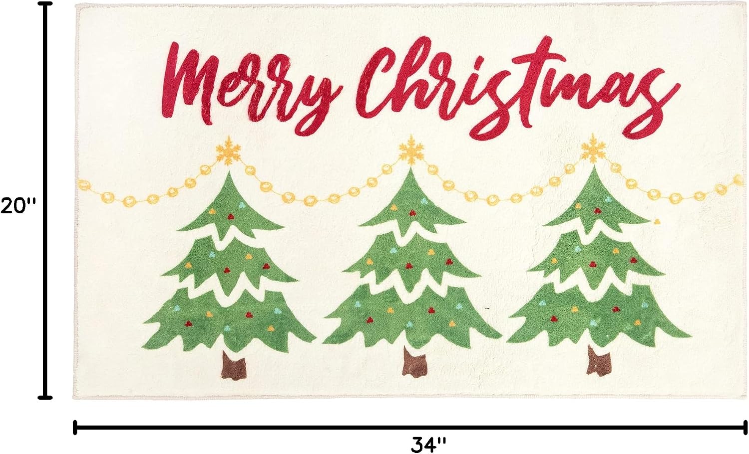 Levtex Home - Merry Christmas - Rug/Carpet - 20" x 34" - Red, Green, and Cream - 100% Polyester - Woven Fabric Backing