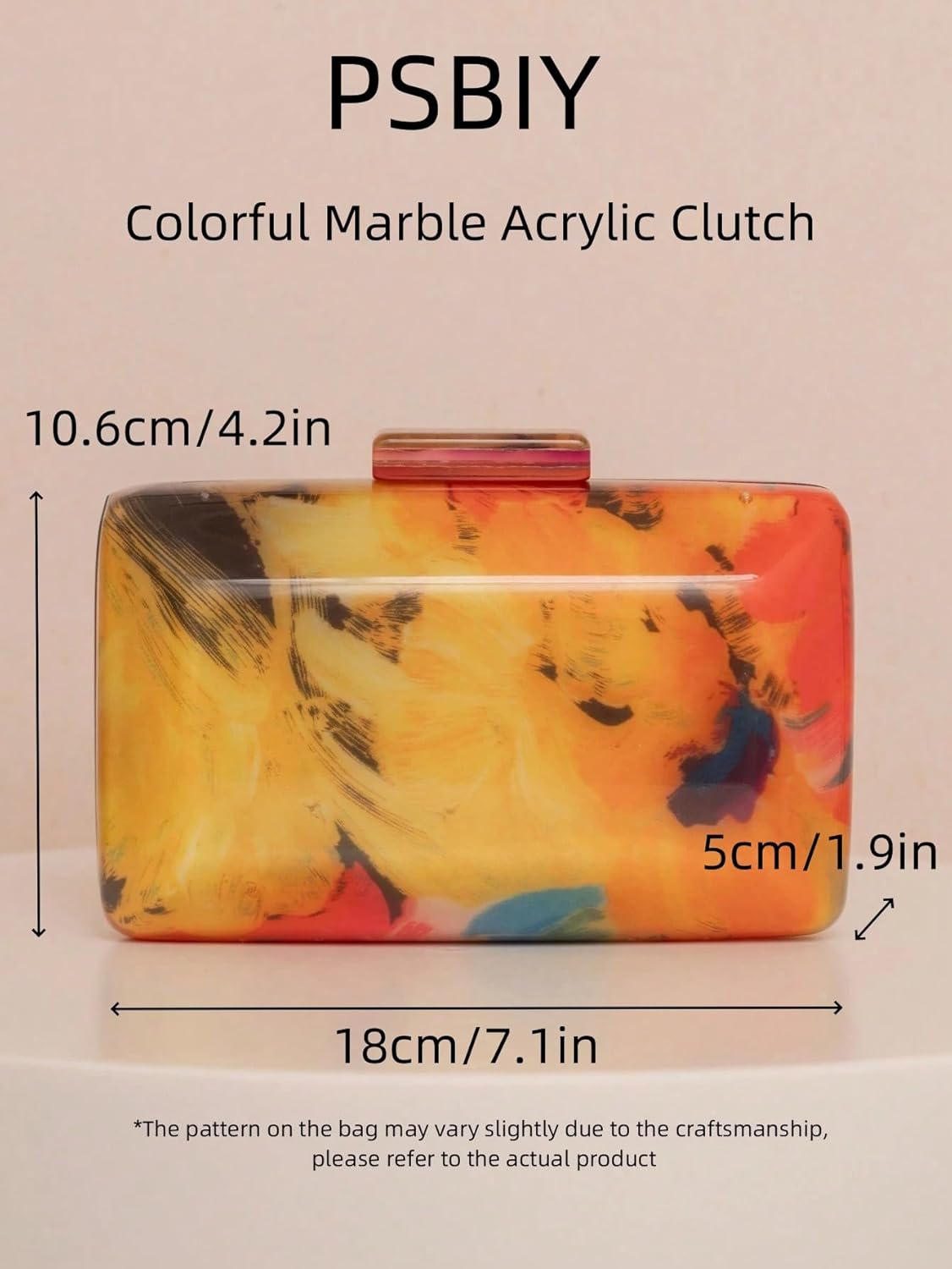 Women Acrylic Evening Clutch Colorful Box Purse Glitter Marble Handbag Chain Shoulder Bag for Party Banquet Prom