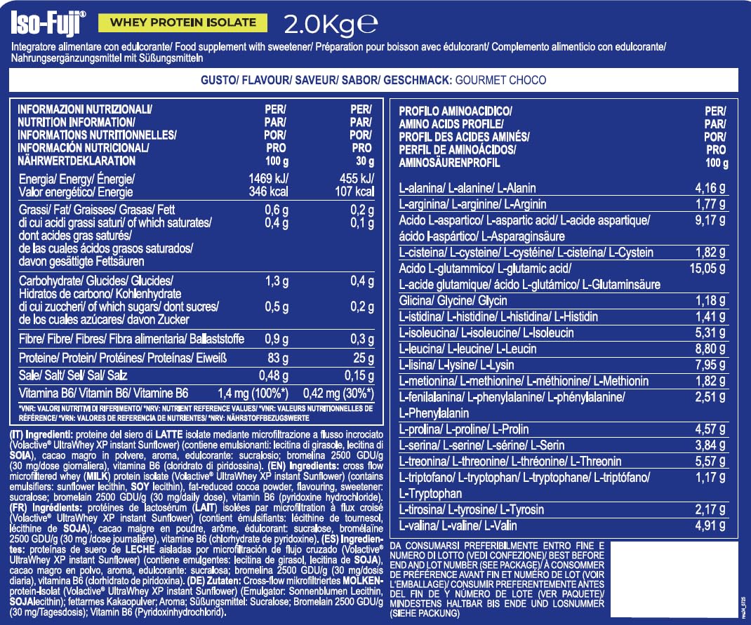 YAMAMOTO Nutrition, Iso-Fuji Volactive 2 kg, Aislado de Proteína de Suero de Leche Ultrafiltrada, Aislado de Proteína en Polvo, Sabor Chocolate