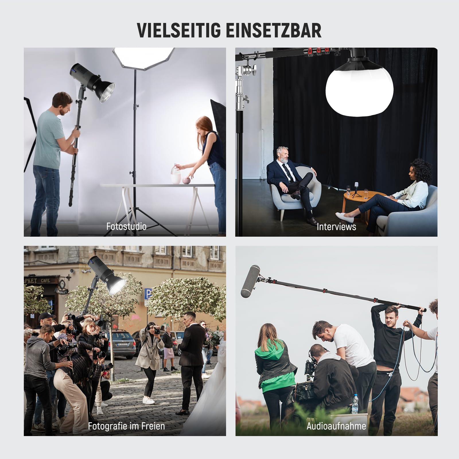 NEEWER 230cm Handliches Lichtstativ Teleskop Aluminium mit 1/4", 3/8", 5/8" Schraube/Einfachem Klappverschluss/Schultergurt/Kabelbindern/Tasche, Auslegerständer für Videolicht Flash Mikrofon, MS-230C
