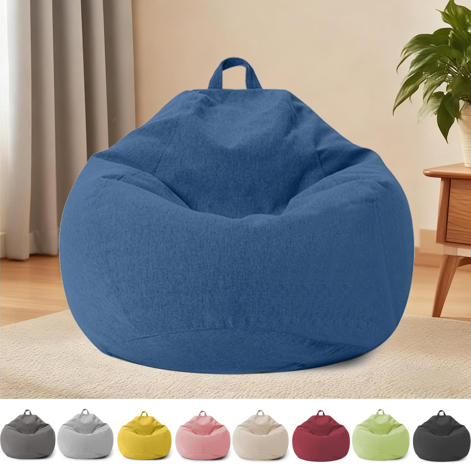 YushengTai Bean Bag Chair for Kids and Adults, Bean Bag Cover Without Filling, with Zipper, for Adults and Children, 100 x 120 cm Bean Bag Chair for Bedroom, Office, Living Room, Terrace (Blue)