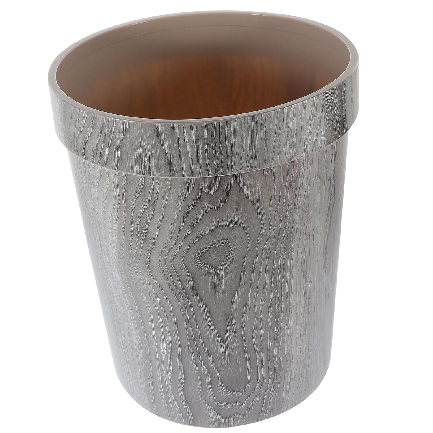 MAGICLULU Wood Grain Waste Bin Trash Can 25x25x30.7cm Gray Imitation Wooden Home Kitchen Bathroom Garbage Container for Office Storage