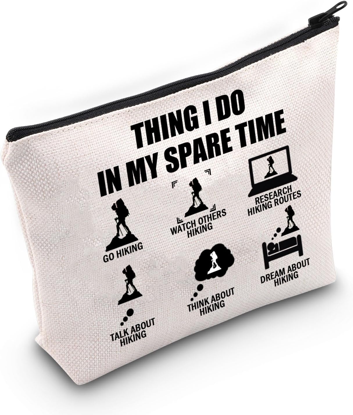 MEIKIUP Hiker Gift Hiking Travel Toiletry Bag Zipper Pouch Camping Adventure Lover Gift Things I Do In My Spare Time Go Hiking (Things Go Hiking bag)