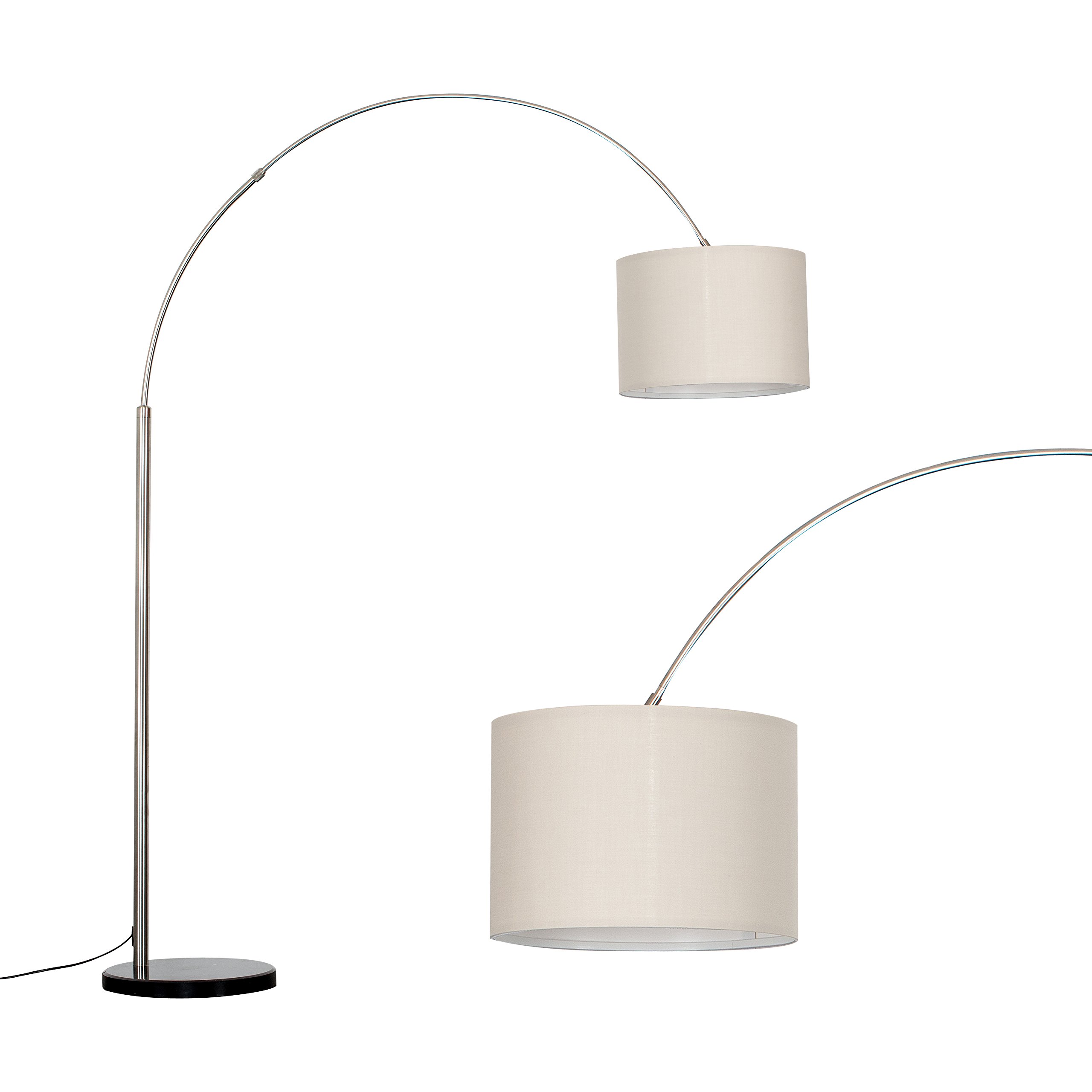 Large Modern Designer Curva Style Brushed Chrome & White Marble Floor