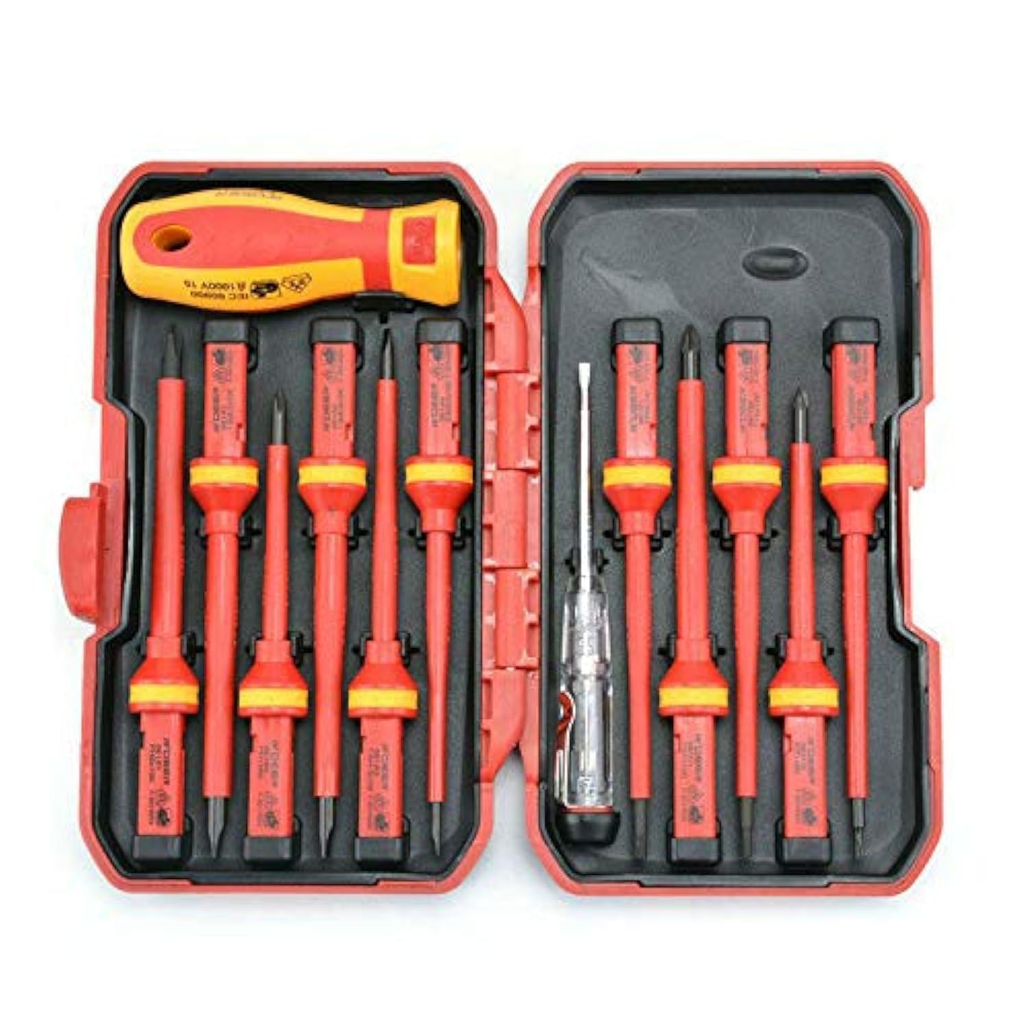 tooloflife HA0667 - Juego de destornilladores para electricistas BE-Tool 1000 V, aislados, VDE PH, PZ, SL TX, destornilladores intercambiables para reparación (paquete de 13)